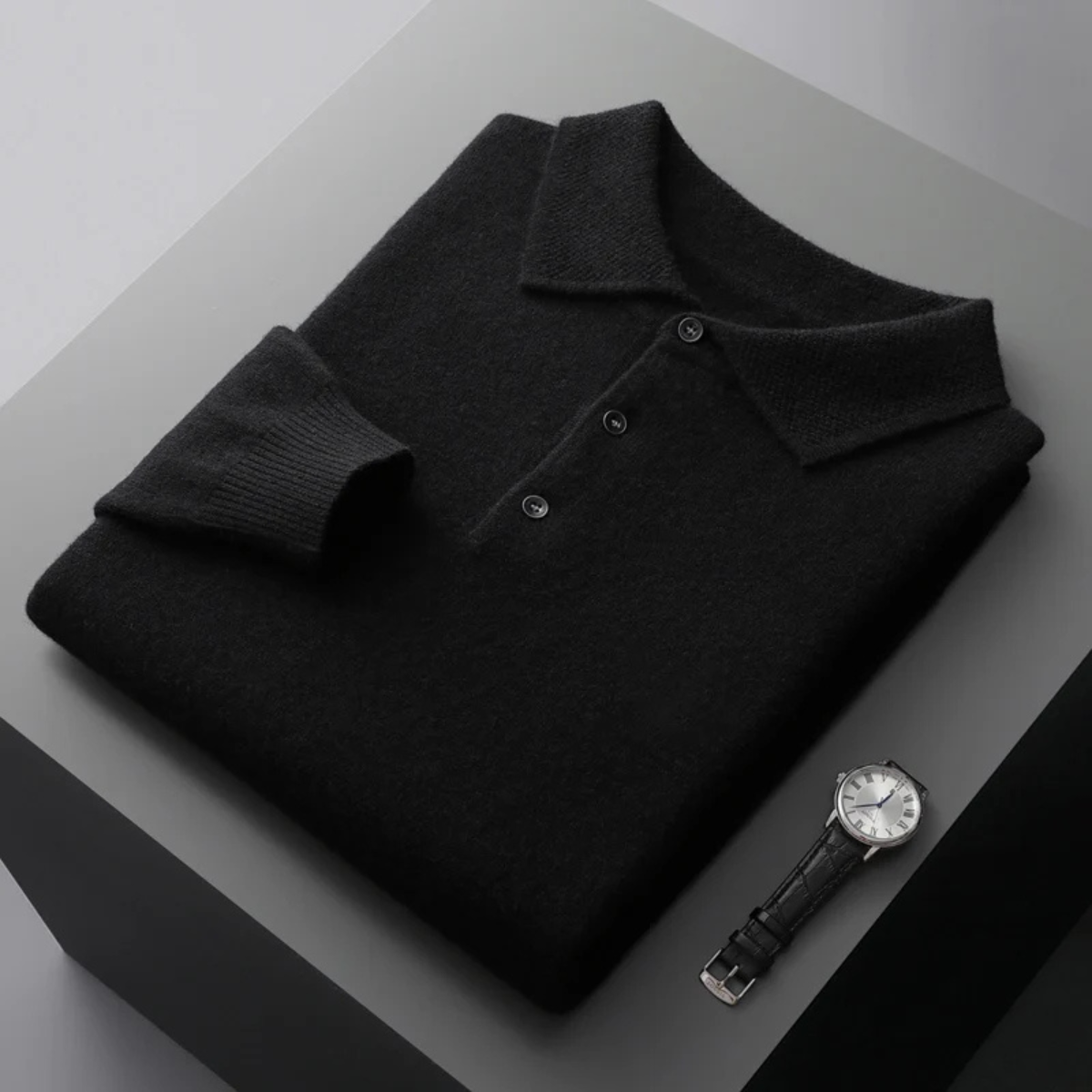 The Kendal Men's Knitted Polo Jumper in Wool Blend
