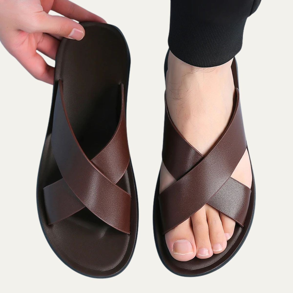 The Manchester Men’s Leather Slide Sandals