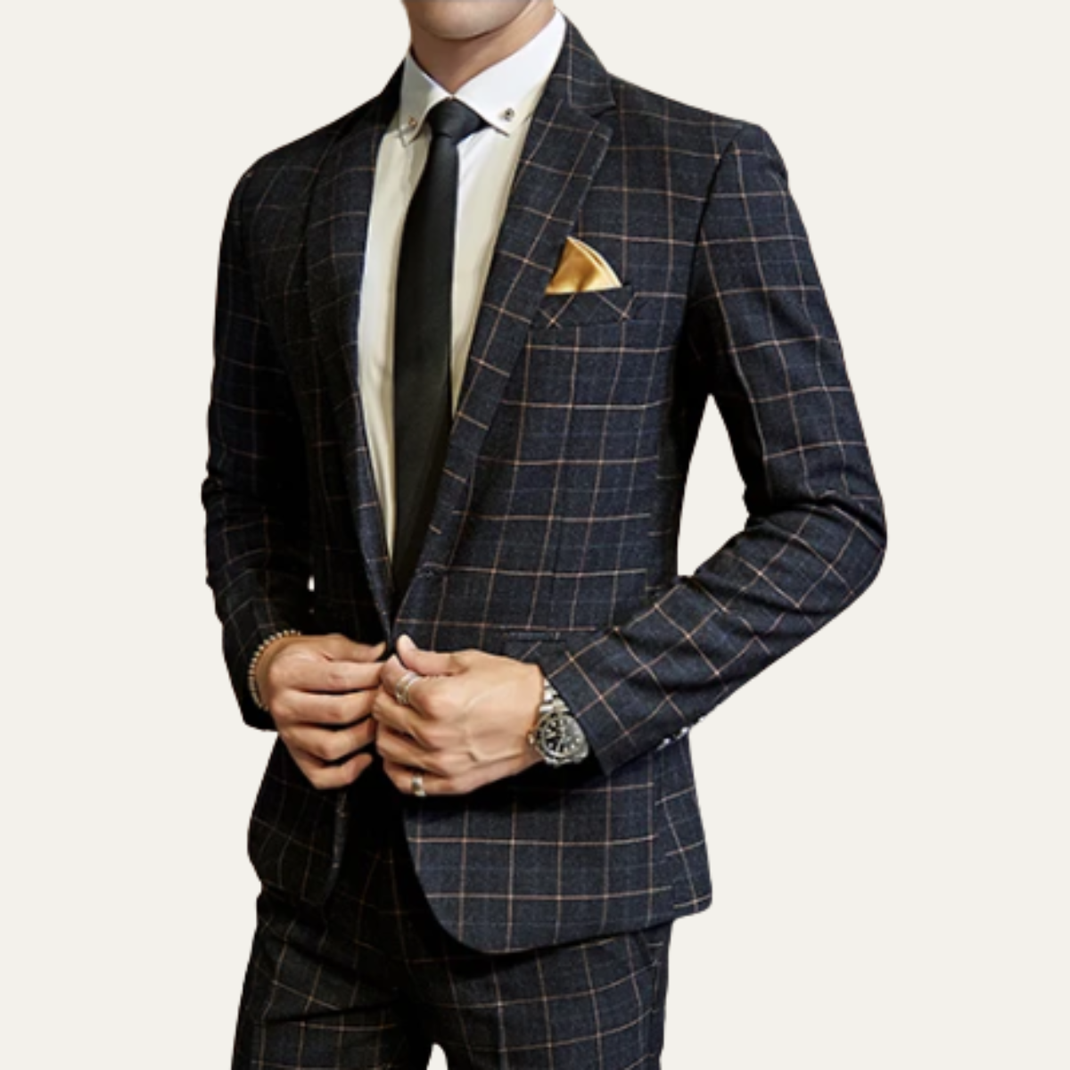 The Padova Men’s Plaid 3 Piece Suit – Slim Fit Blazer, Waistcoat and Trousers