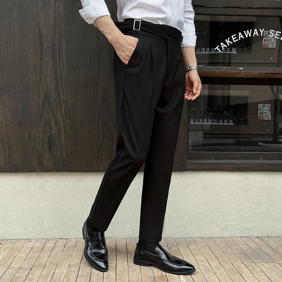 The San Remo Men’s High Waist Pleated Slim Fit Gurkha Trousers