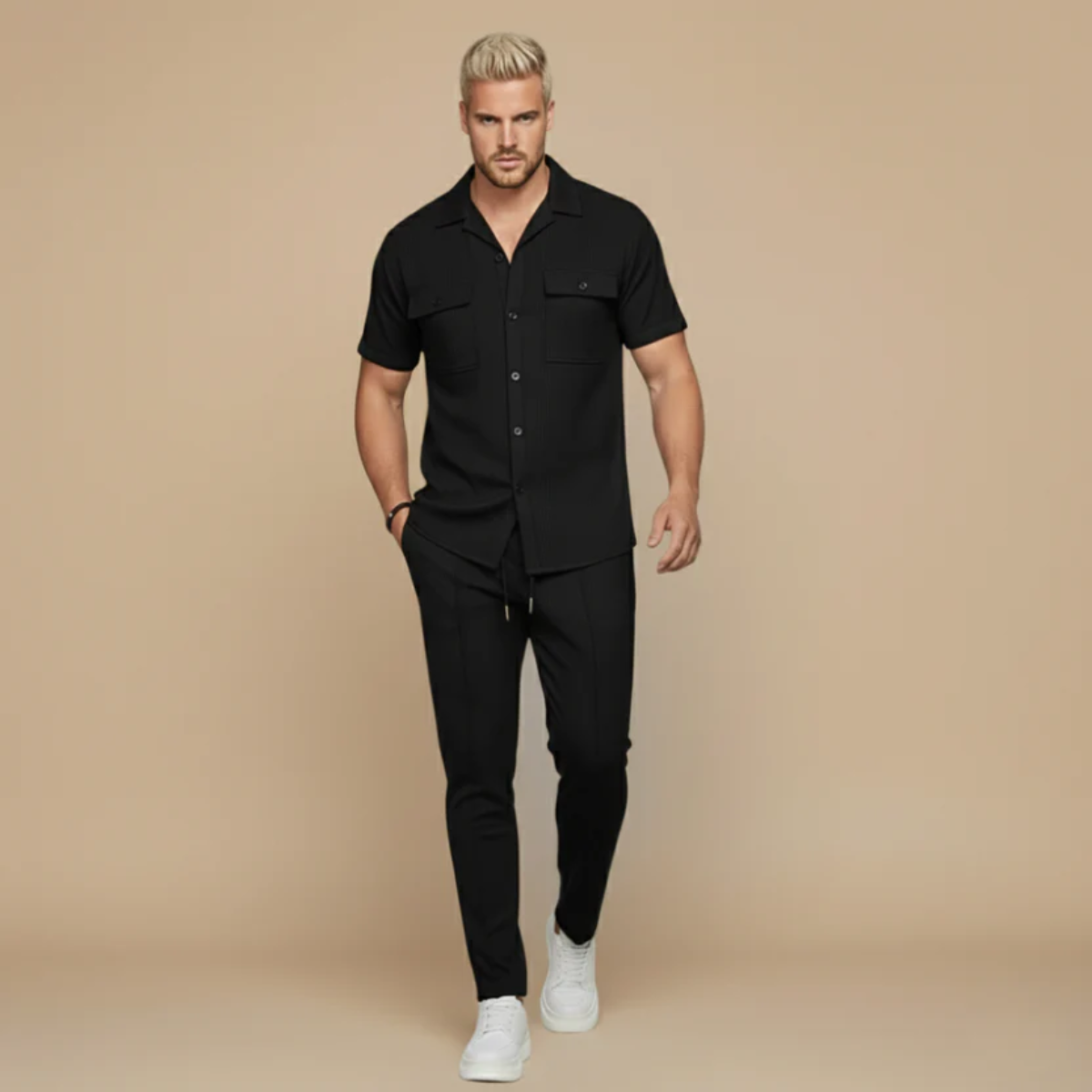 The Savigliano Men's Short Sleeve Shirt and Trousers Set