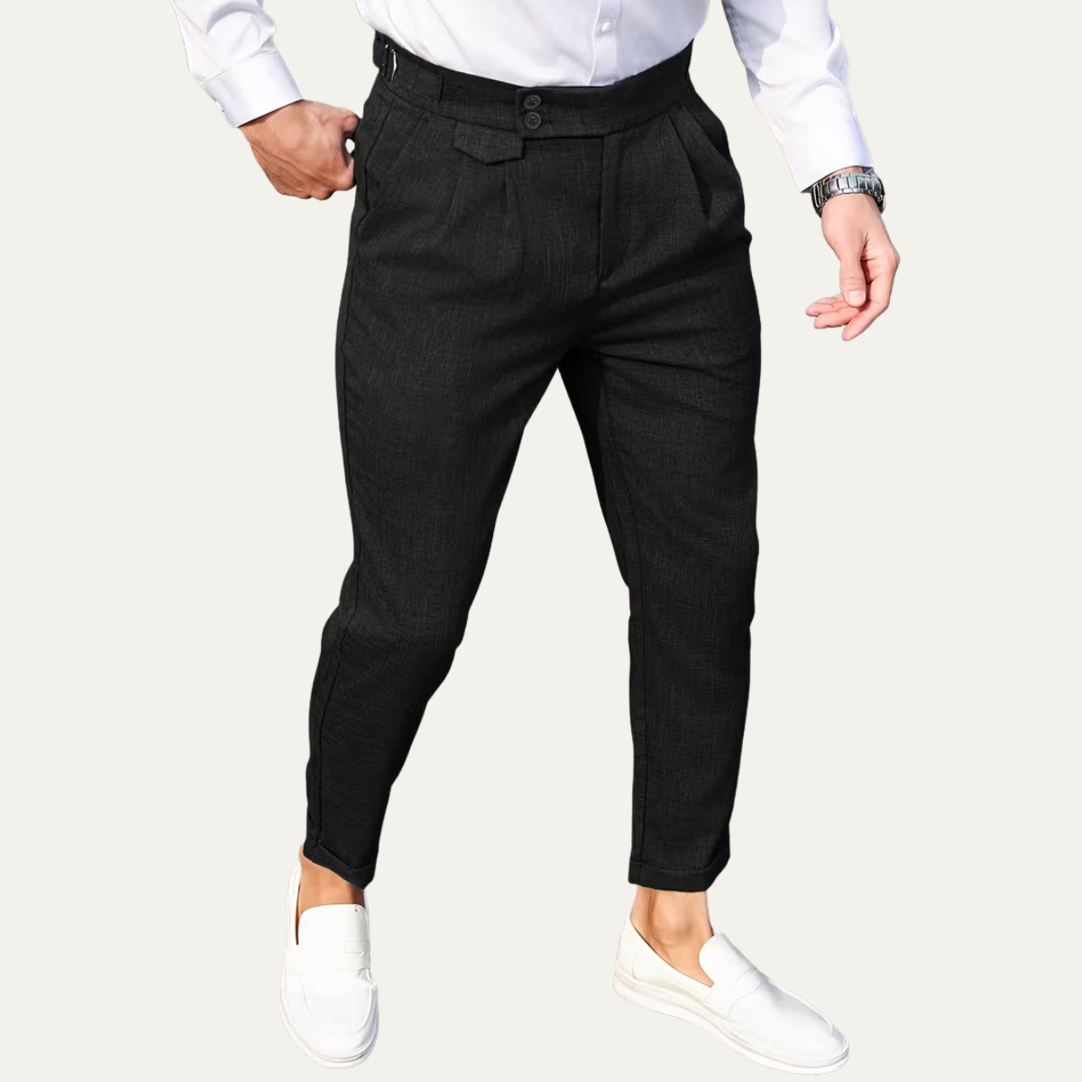 The Hobart Men’s Tailored High Waisted Pleated Dress Trousers