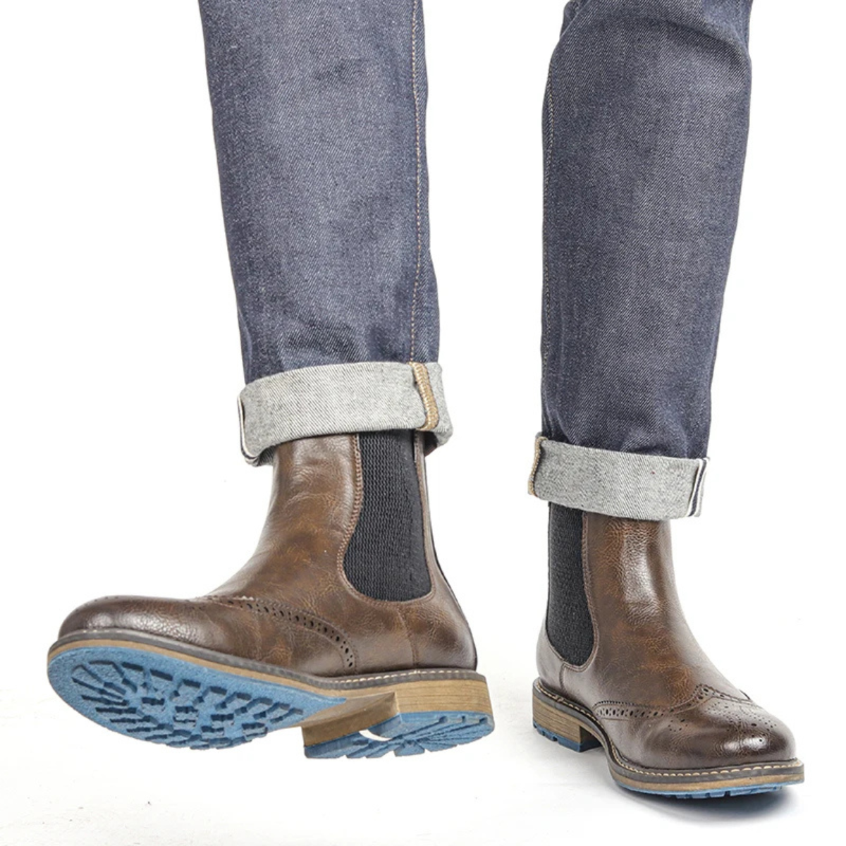 The Monopoli Men’s Classic Brogue Slip On Chelsea Boots