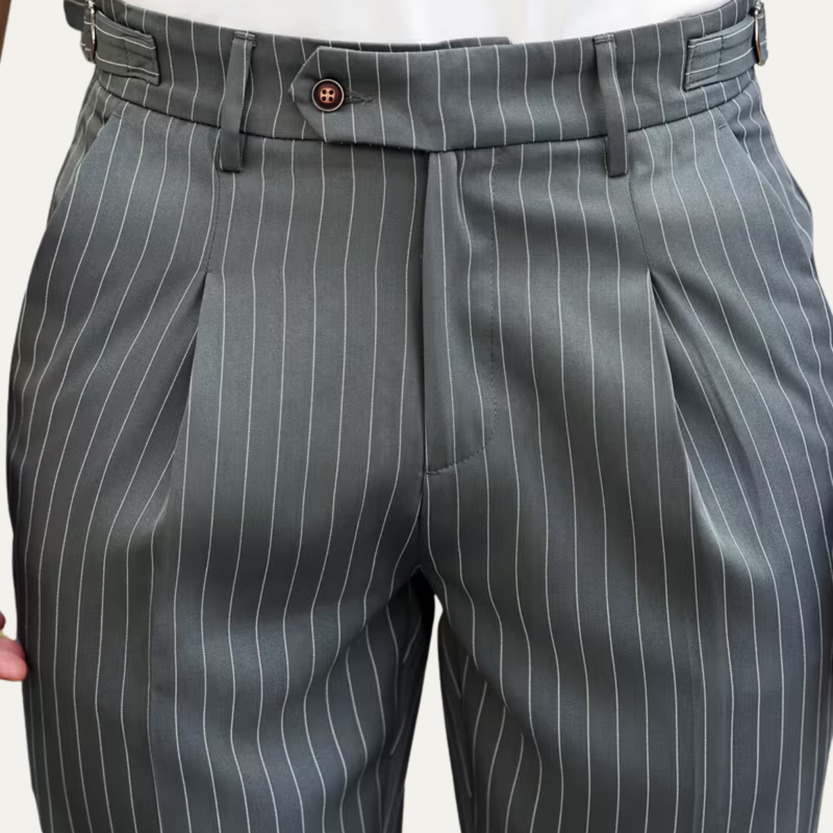 The Cullen Bay Men’s  Slim Fit  Pinstripe Pleated Dress Trousers