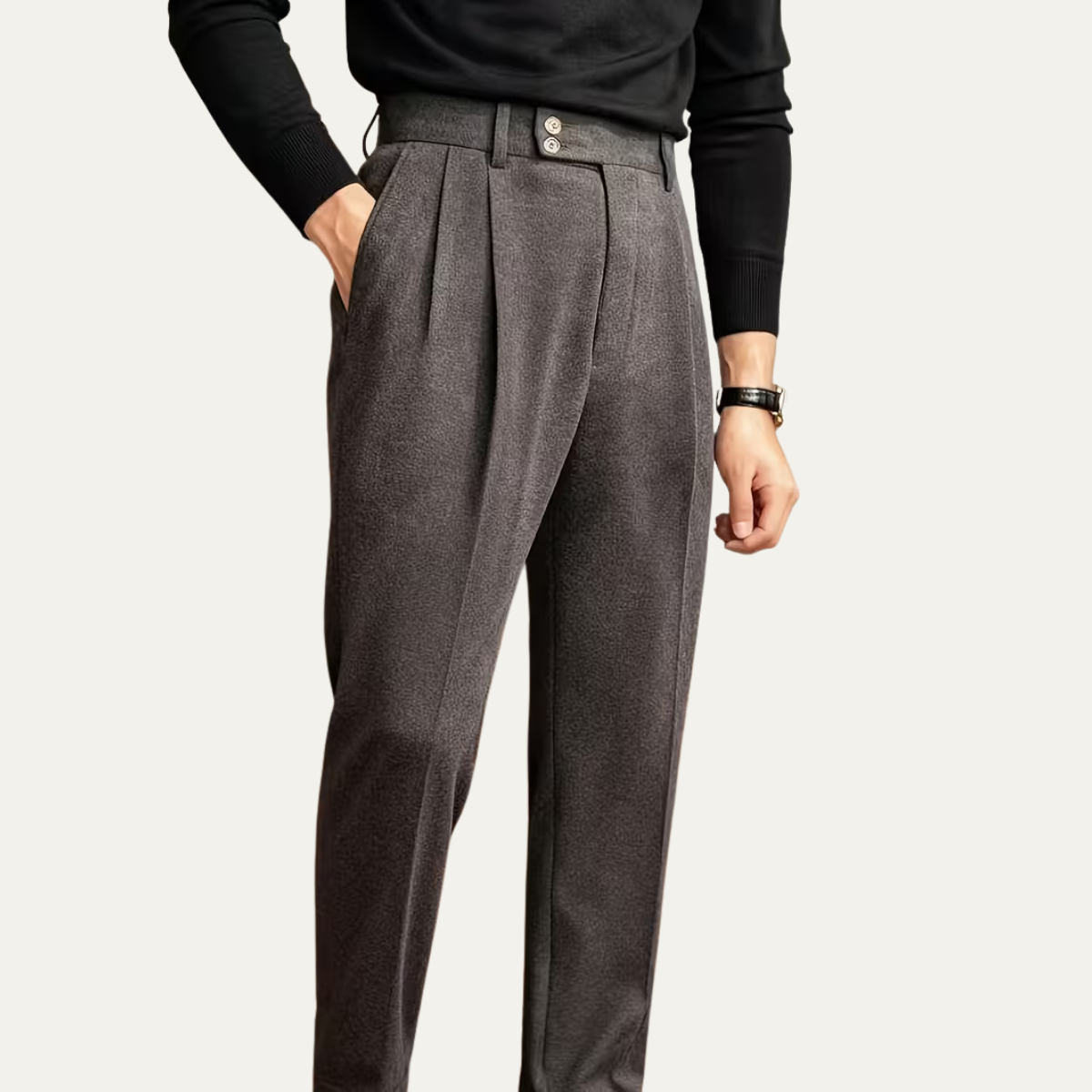 The Perth Men’s Slim Fit High Waisted Straight Leg Dress Trousers