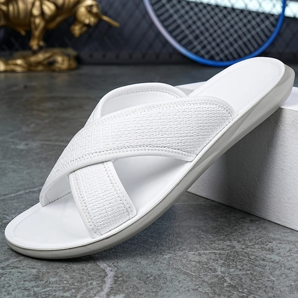 The Baveno Men’s  Open Toe Slip On Summer Slide Sandals