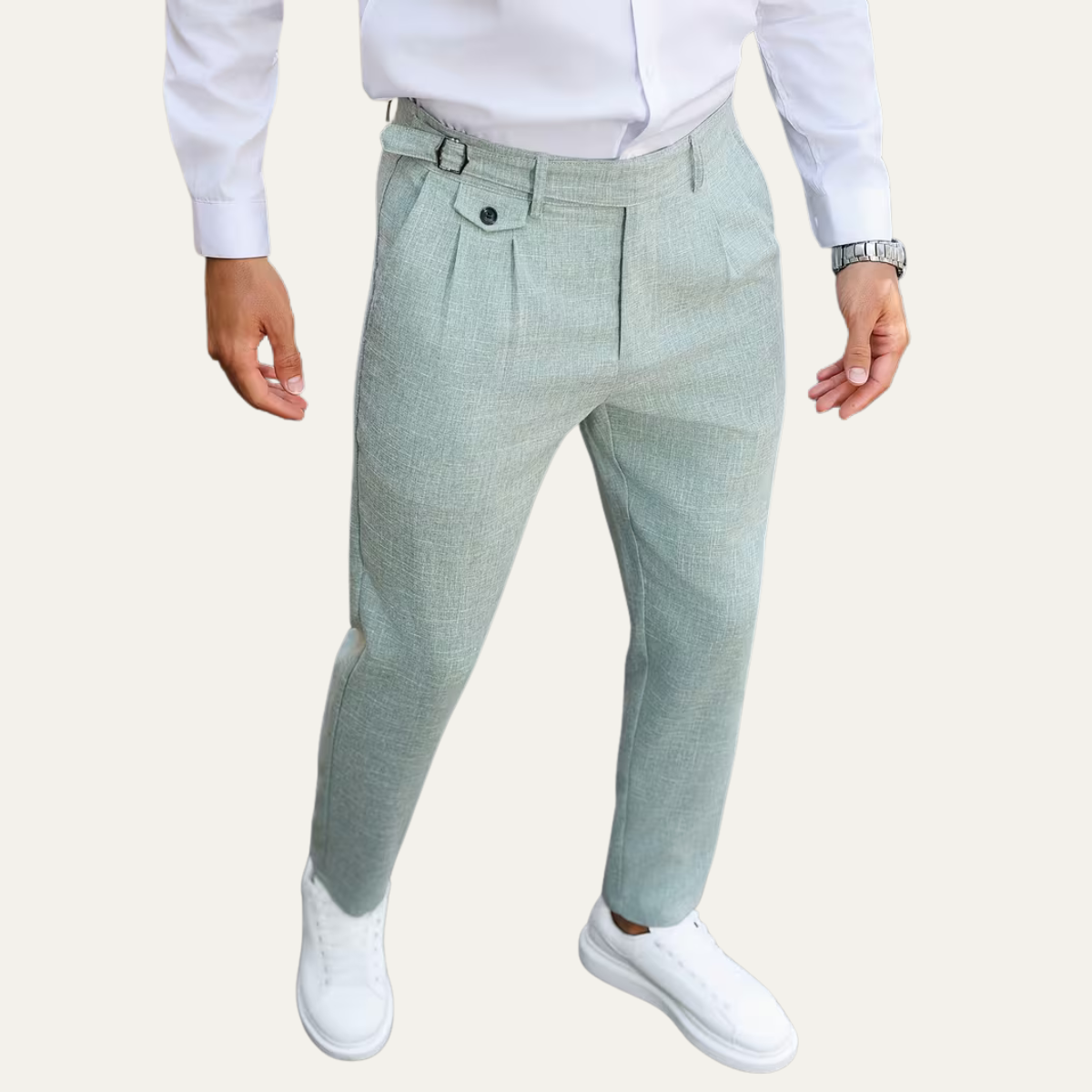 The Brisbane Men’s Tailored Casual Dress Trousers with Pleated Details