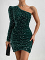 Women's Open Shoulder Backless Glitter Dress