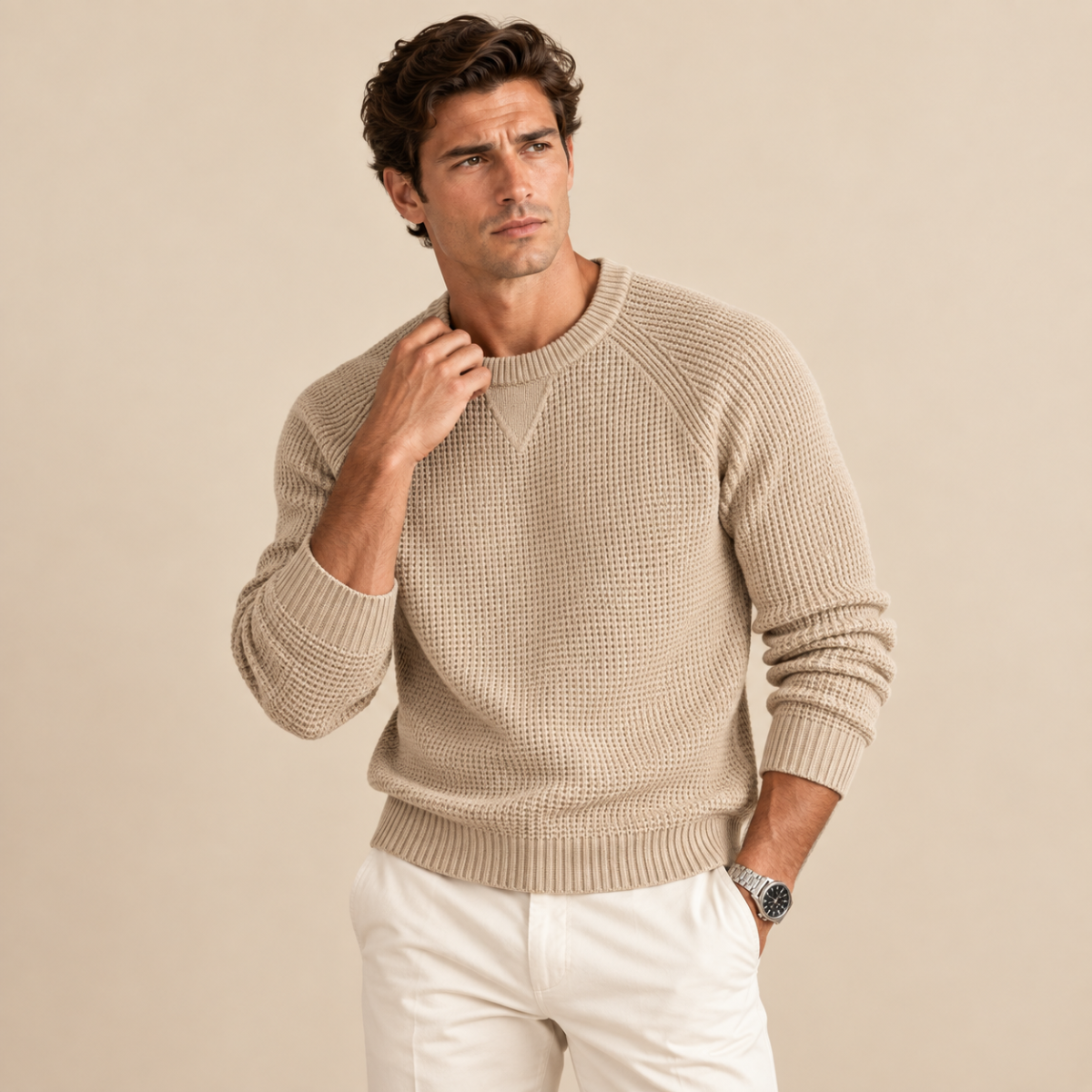 Men's Comfortable Knitted Cotton Jumper