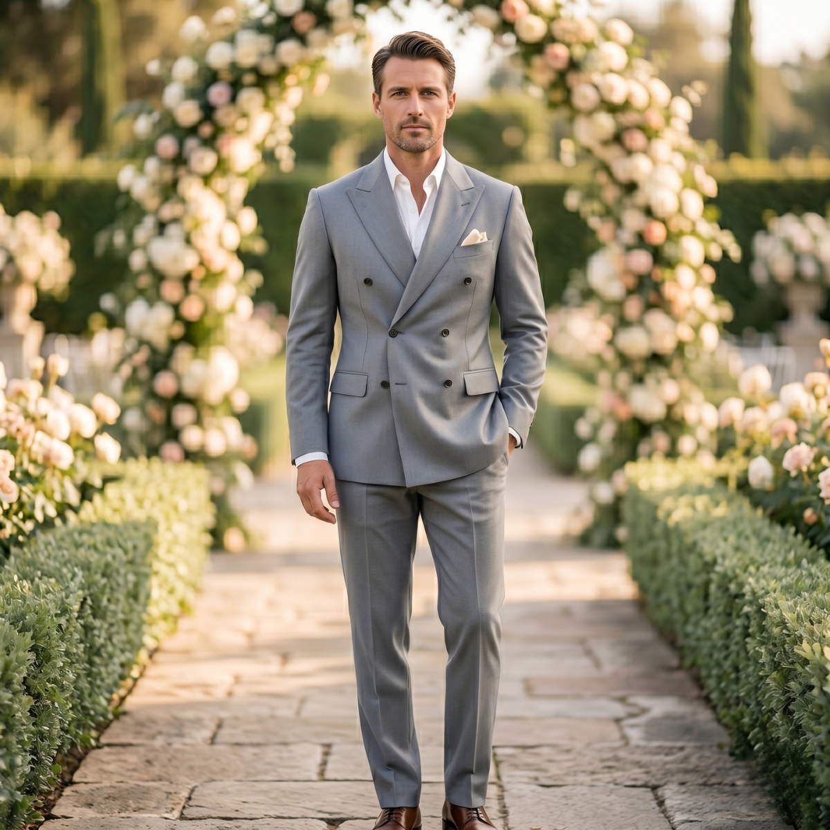 The Trento Men’s Double Breasted Suit – Classic Formal Jacket and Trousers Set