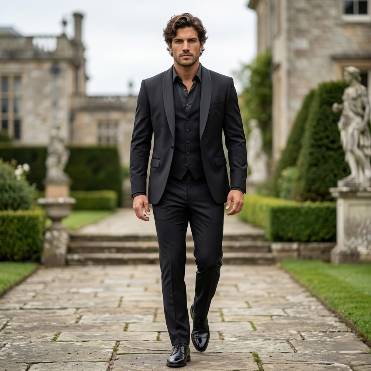 The Alba Men’s Classic 3 Piece Suit Set – Blazer Gilet and Trousers Formal Suit
