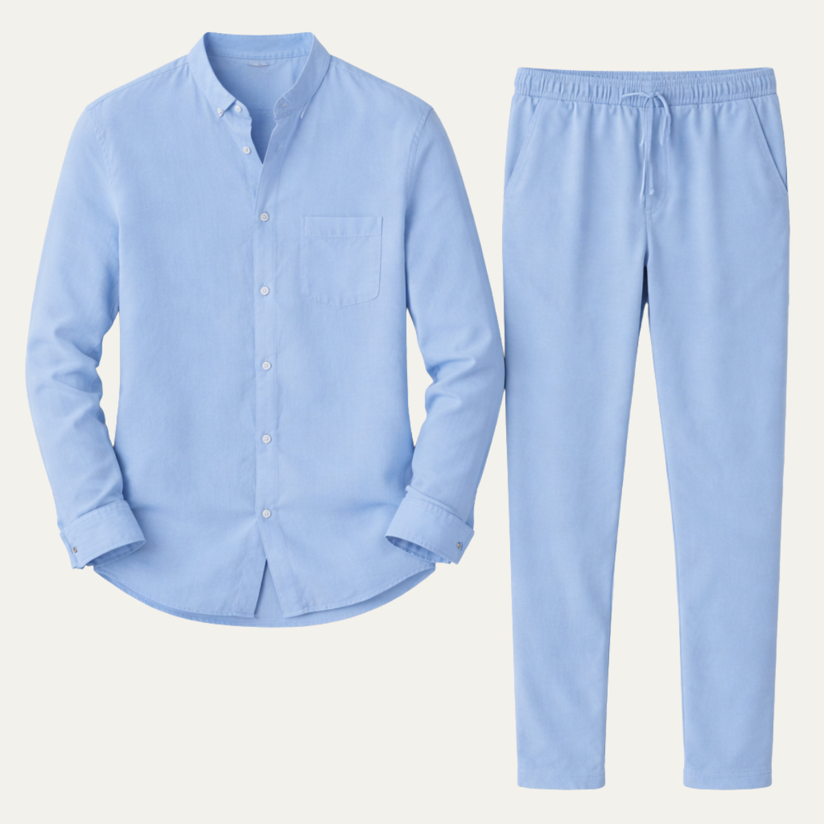 The Montparnasse Men’s Solid Colour Breathable Casual Shirt & Trousers Set