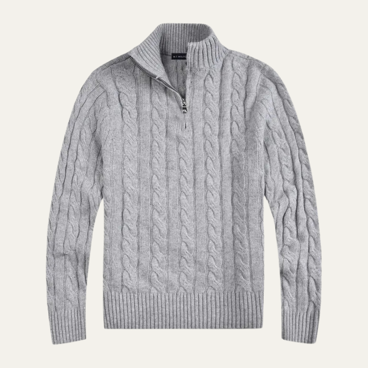 Men's Collared Cable Pattern Half Zip Jumper