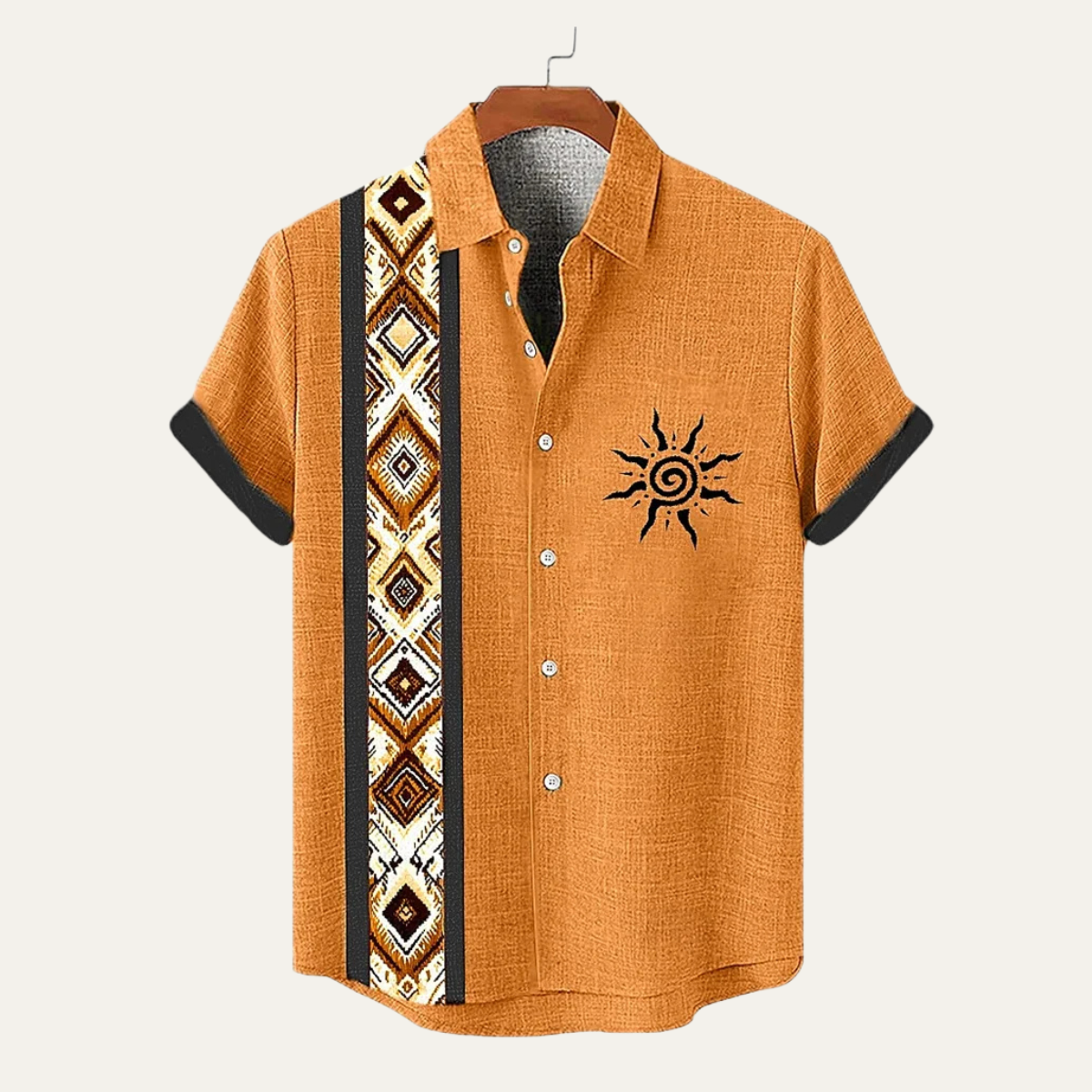 The Brecon Men’s Vintage Patchwork Short Sleeve Linen Shirt