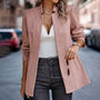 Women's Pink Long Blazer with Long Sleeves
