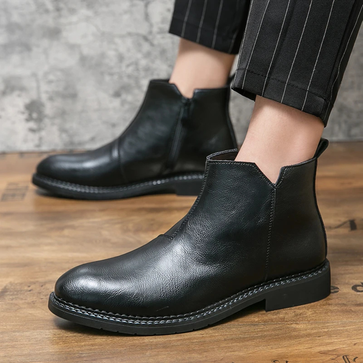 The Etna Rosso Men’s Classic Genuine Leather Ankle Shoes