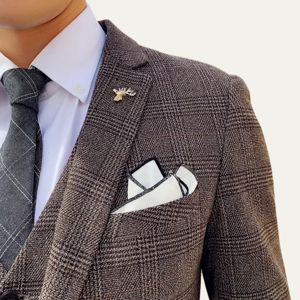 The Vigevano Men’s Plaid 3 Piece Suit – Blazer, Waistcoat, and Trousers Formal Set