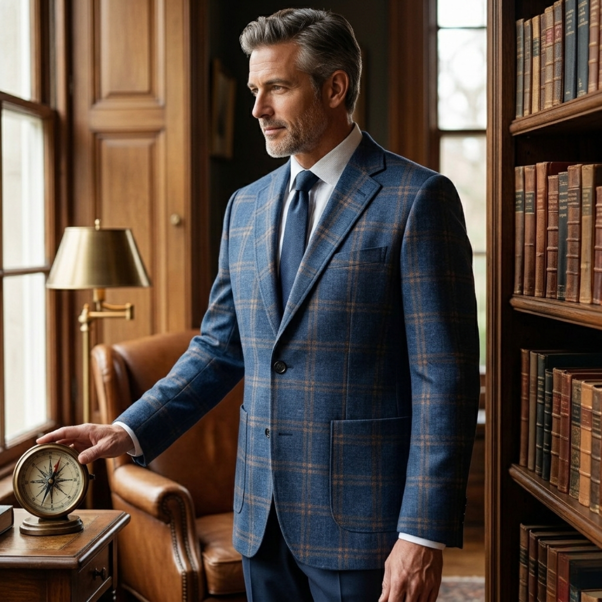 The Willoughby Men’s Classic Tailored Fit Suit Plaid Blazer