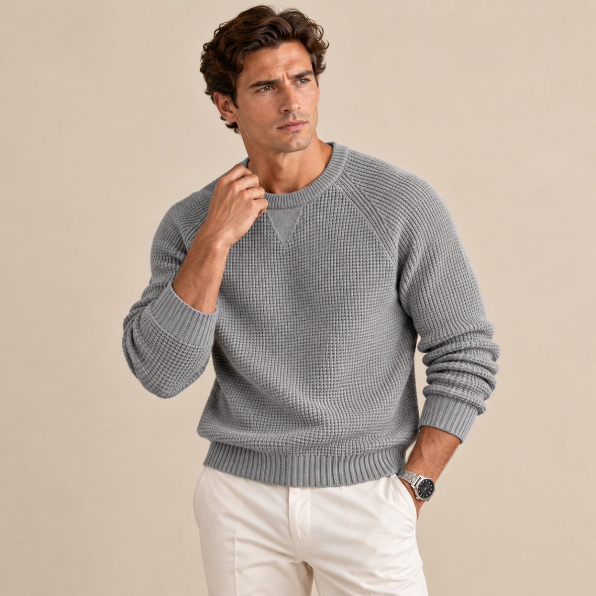 Men's Comfortable Knitted Cotton Jumper