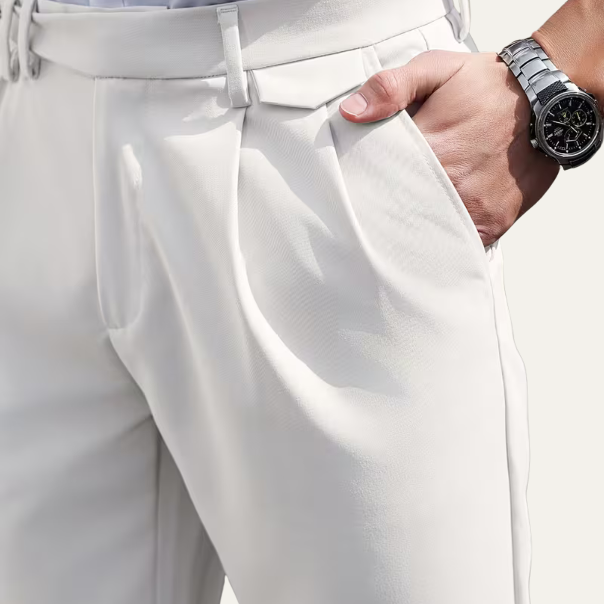 The Burleigh Men’s Tailored Slim Fit Pleated Casual Dress Trousers