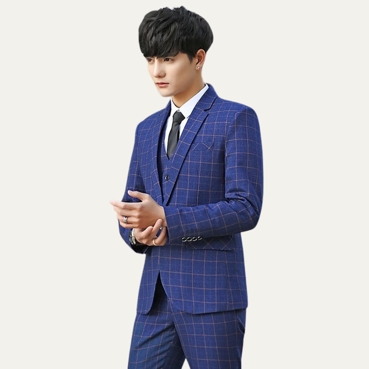 The Padova Men’s Plaid 3 Piece Suit – Slim Fit Blazer Gilet and Trousers