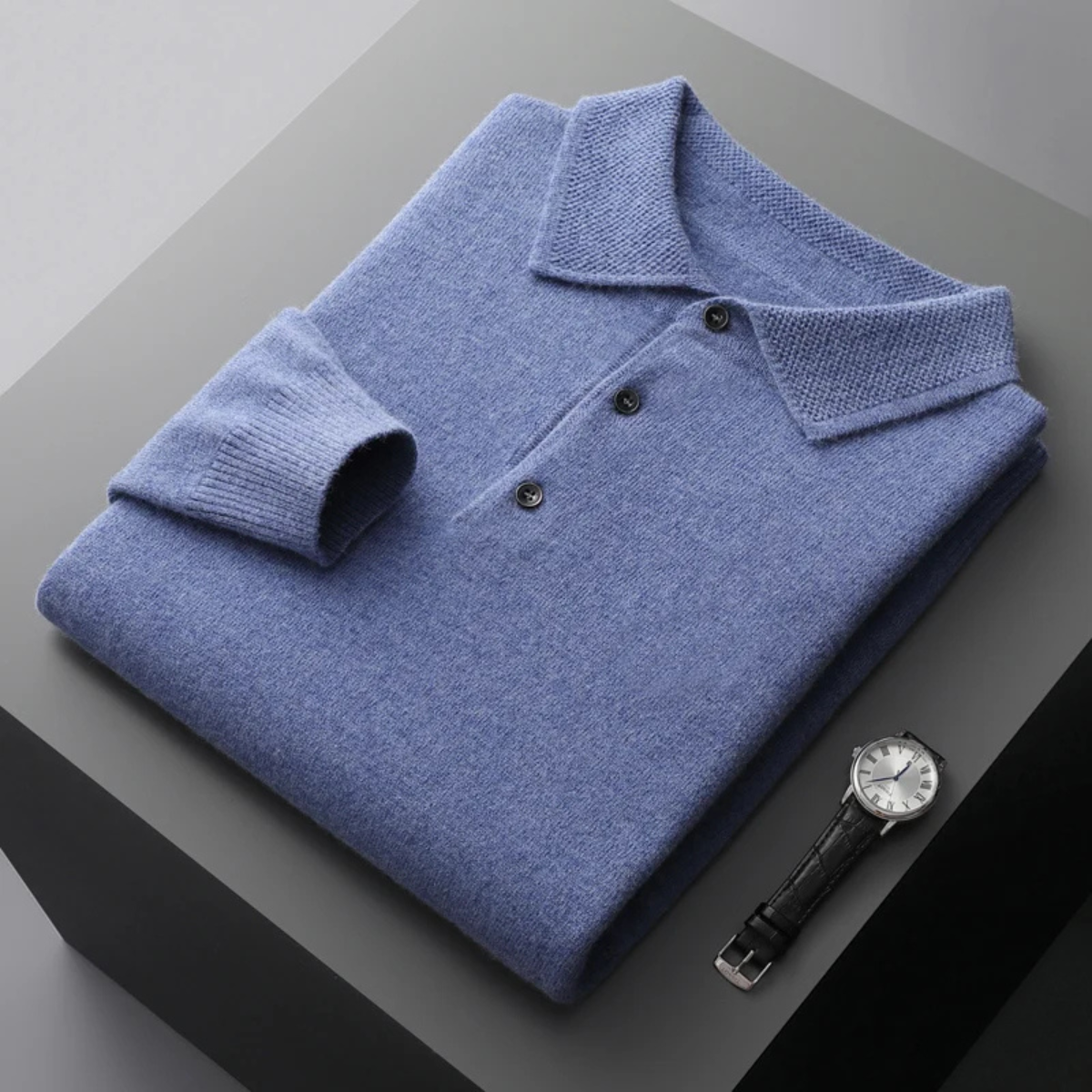 The Kendal Men's Knitted Polo Jumper in Wool Blend