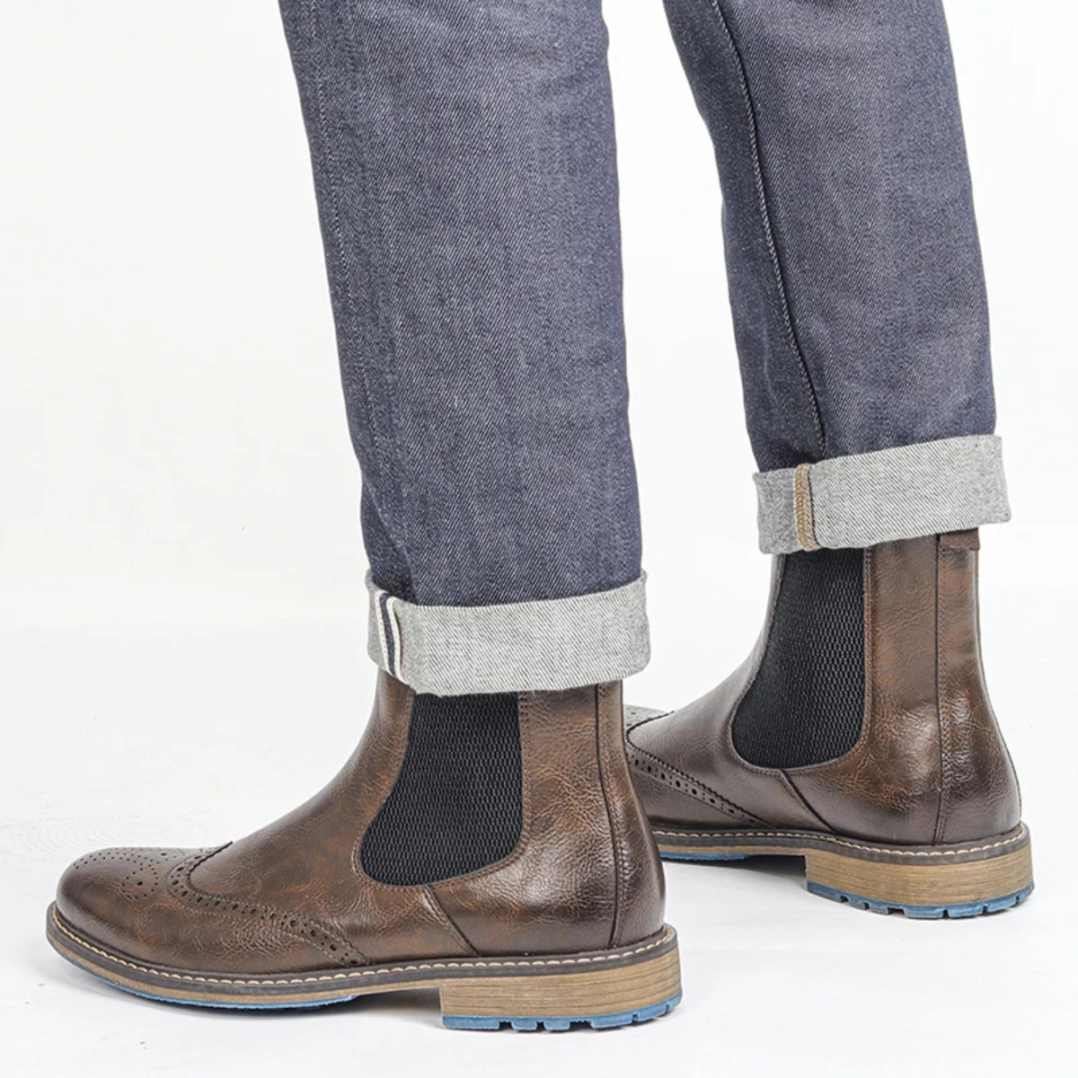 The Monopoli Men’s Classic Brogue Slip On Chelsea Boots