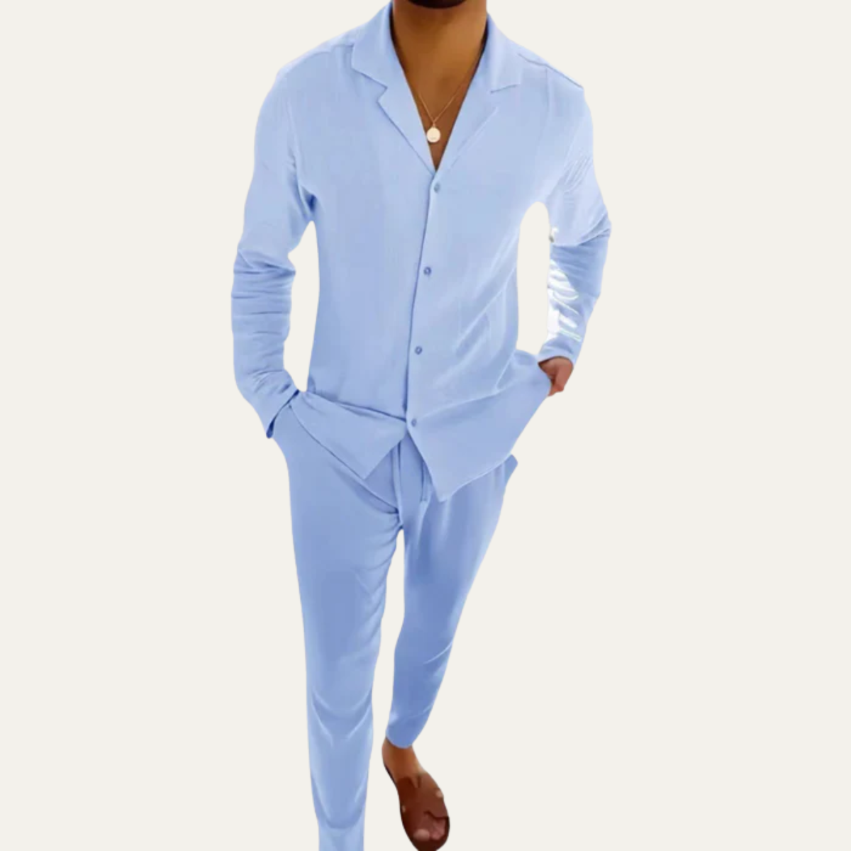The Trento Men’s Smart Casual Outfit - Shirt & Trousers Co Ord Set