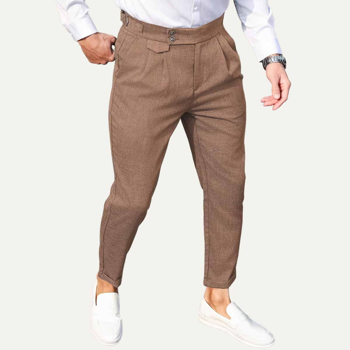 The Hobart Men’s Tailored High Waisted Pleated Dress Trousers