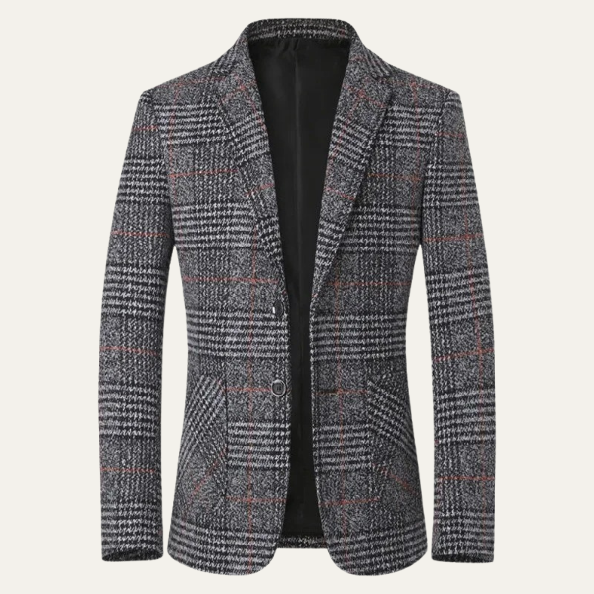 The Monopoli Men’s Slim Fit Check Plaid Tweed Blazer Suit