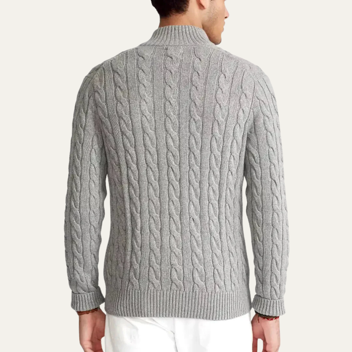 Men's Collared Cable Pattern Half Zip Jumper