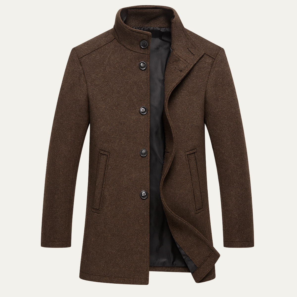 Aldeburgh Men's Wool Blend Button-Up Coat with Cozy Lining
