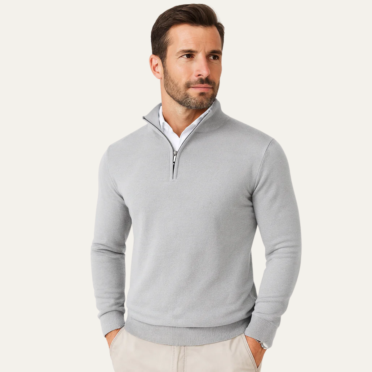Men’s Half Zip Jumper with Stand Collar