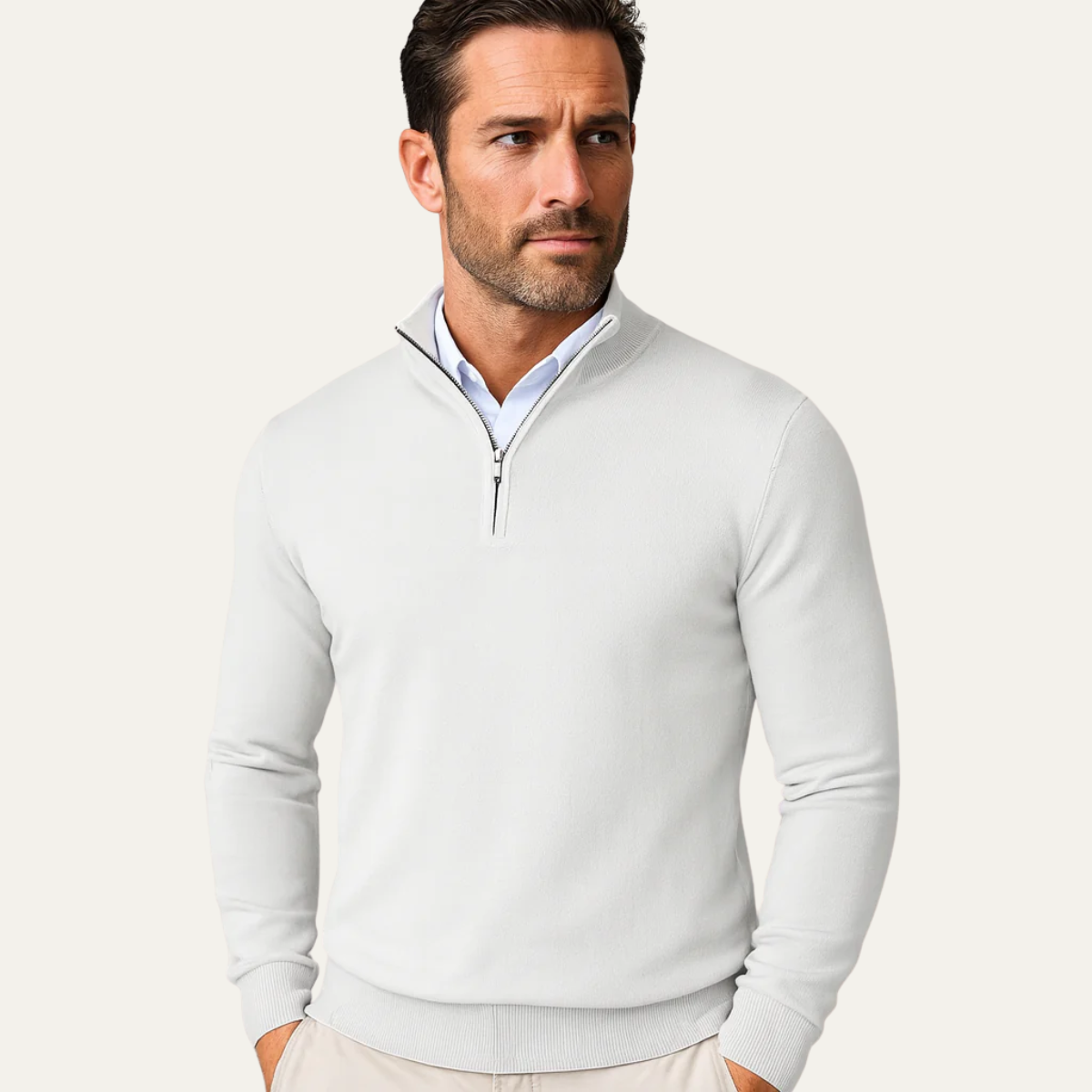 Men’s Half Zip Jumper with Stand Collar