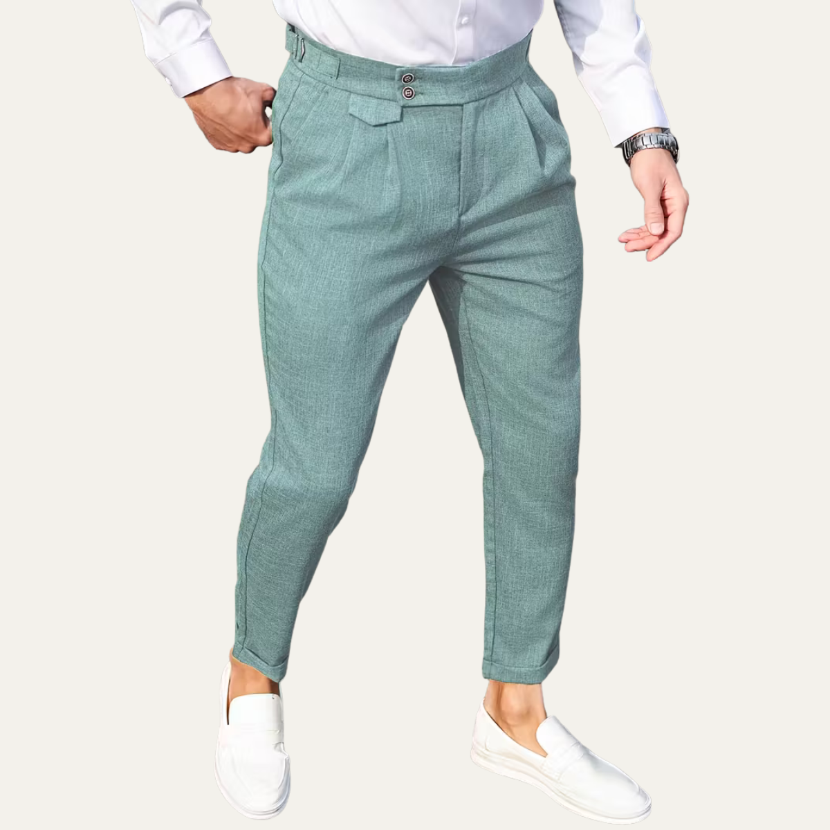 The Hobart Men’s Tailored High Waisted Pleated Dress Trousers