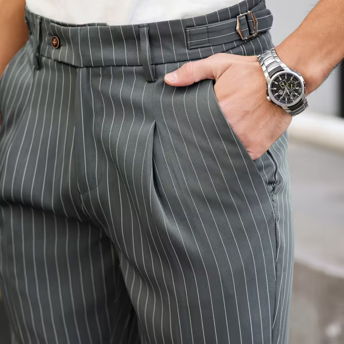 The Siena Men’s Casual Slim Fit Trousers with Pleats