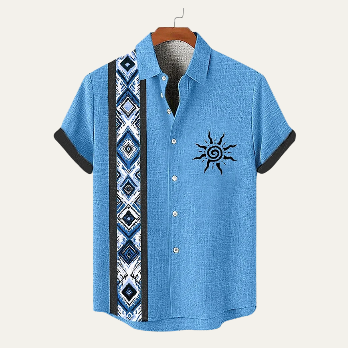 The Brecon Men’s Vintage Patchwork Short Sleeve Linen Shirt