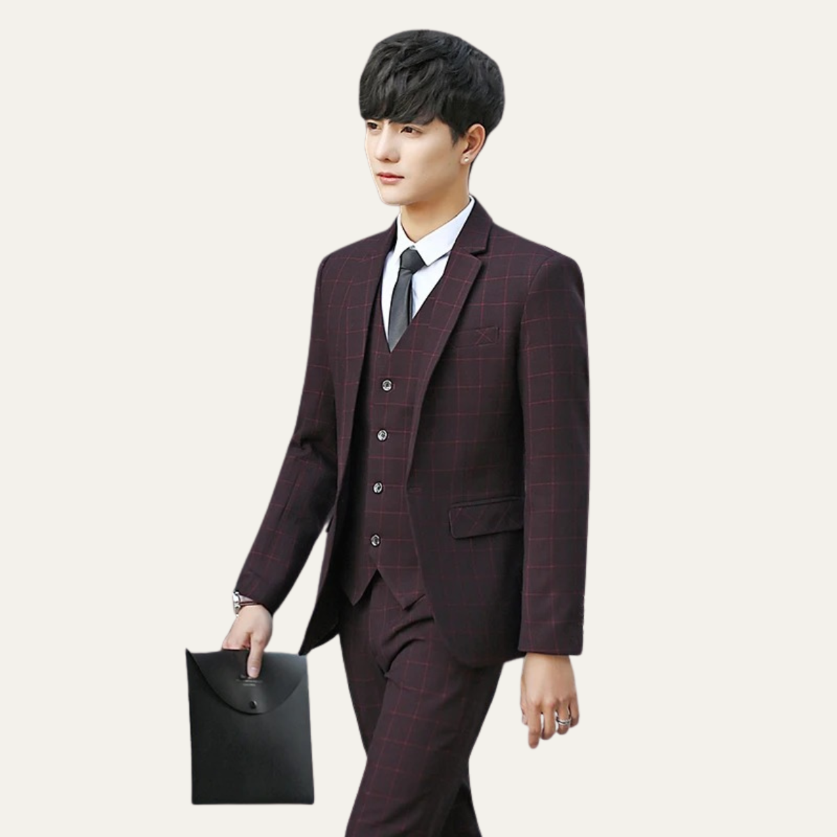The Padova Men’s Plaid 3 Piece Suit – Slim Fit Blazer Gilet and Trousers