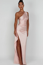 Women's Satin One Shoulder Maxi Dress
