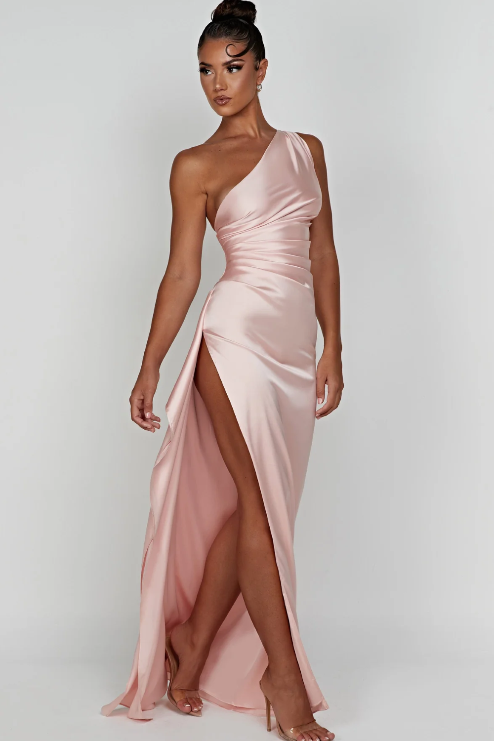 Women's Satin One Shoulder Maxi Dress