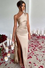 Women's Satin One Shoulder Maxi Dress