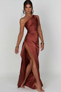 Women's Satin One Shoulder Maxi Dress