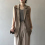 Women's Beige Sleeveless Blazer