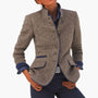 Women's Brown Lapel Blazer with Button Front