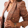 Women's Slim Fit Plaid Double Breasted Blazer