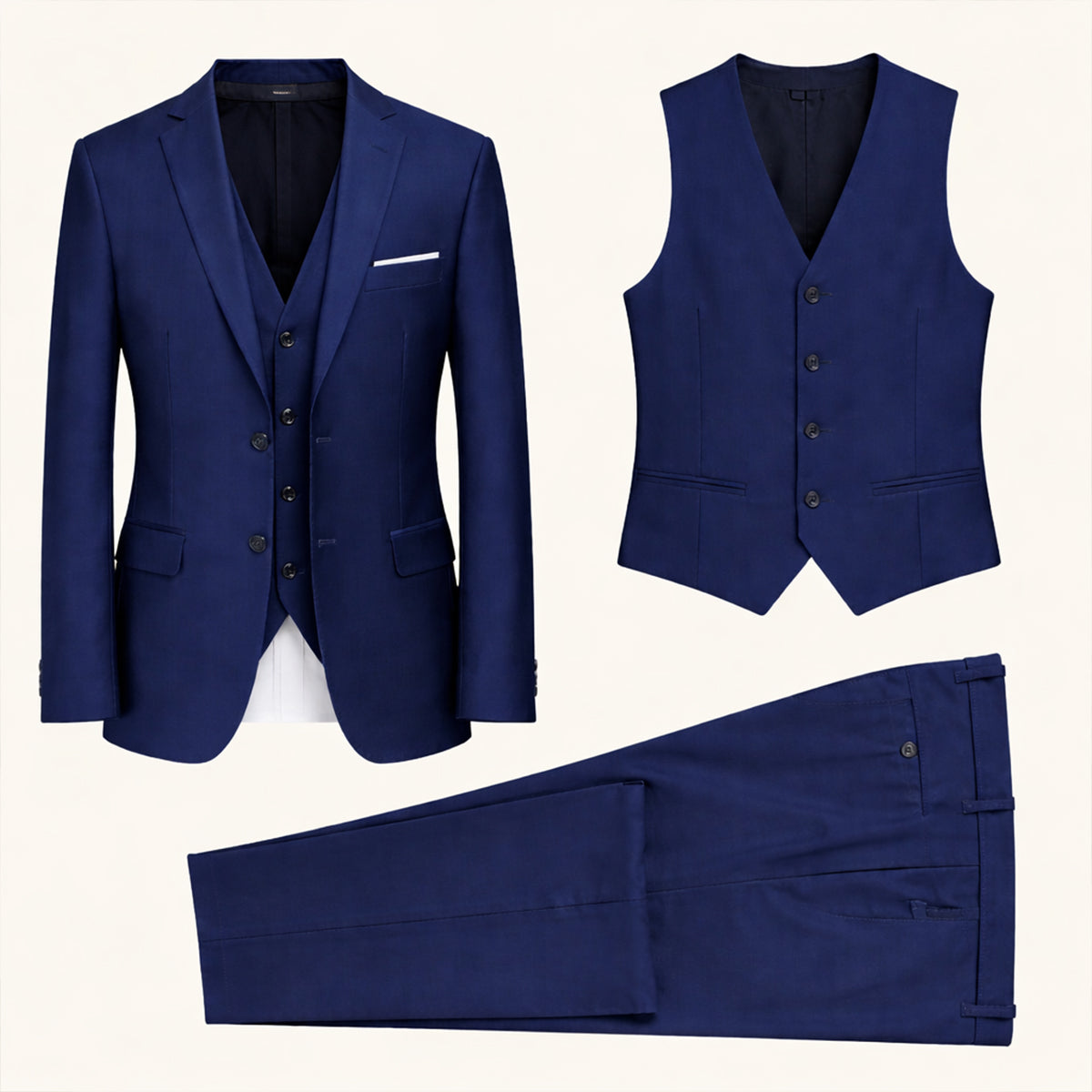 The Pesaro Men’s 3 Piece Suit – Slim Fit Formal Wedding & Business Suit Set
