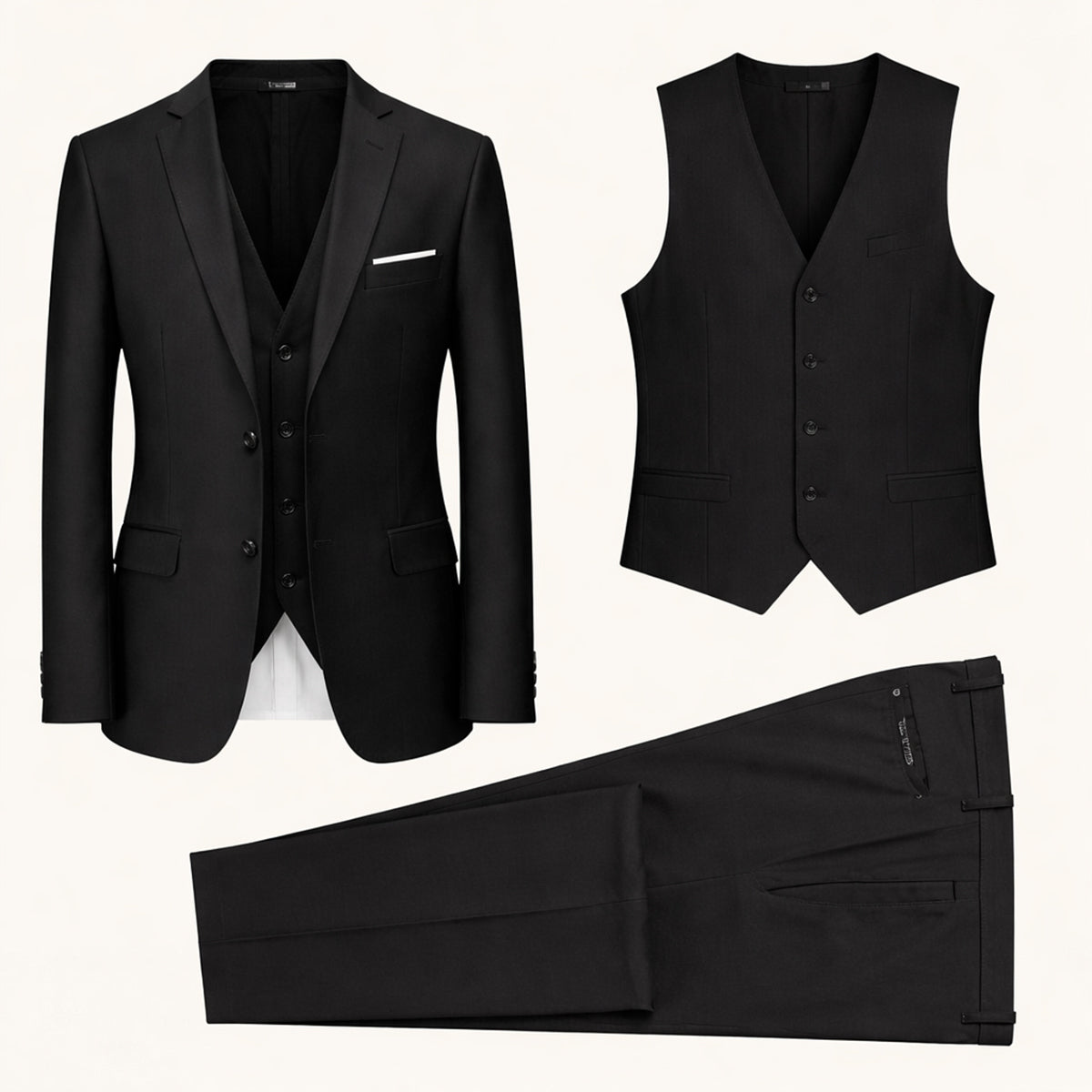 The Pesaro Men’s 3 Piece Suit – Slim Fit Formal Wedding & Business Suit Set