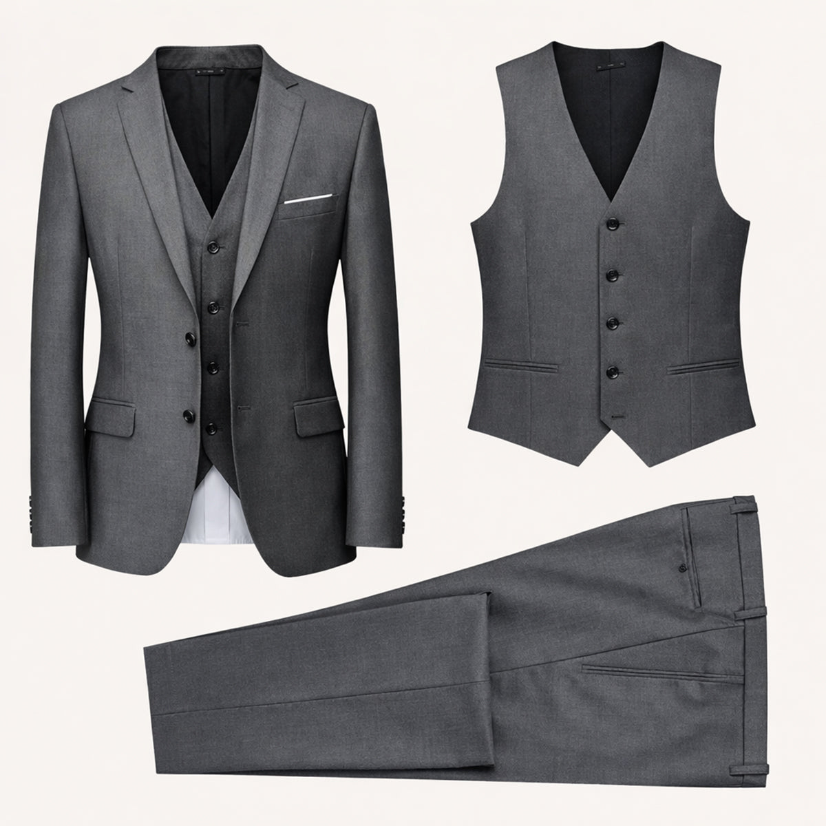 The Pesaro Men’s 3 Piece Suit – Slim Fit Formal Wedding & Business Suit Set