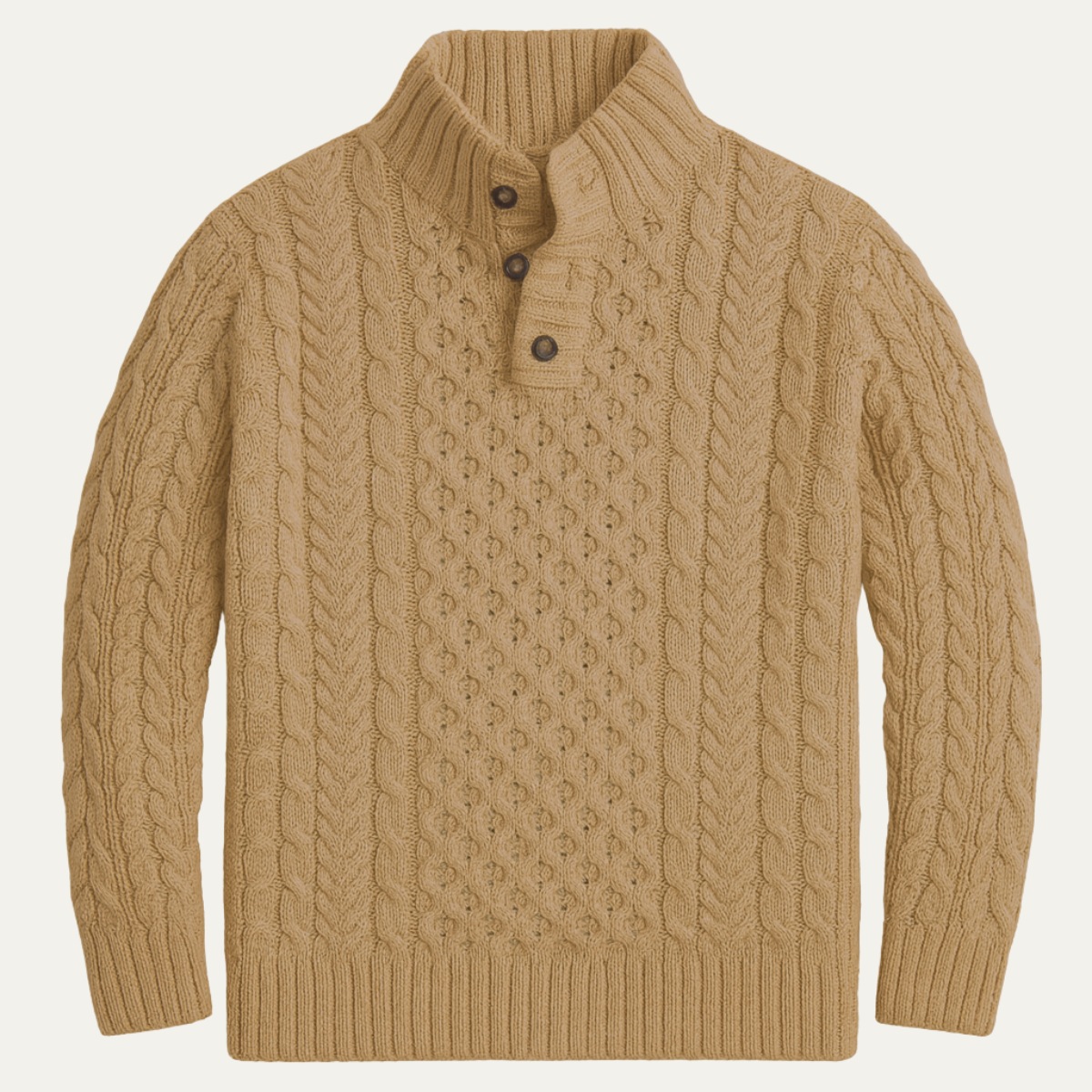 Brighton Men's Cable Knit Sweater with Chunky Button Neck