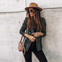 Women's Plaid Tweed Jacket with Gold Buttons